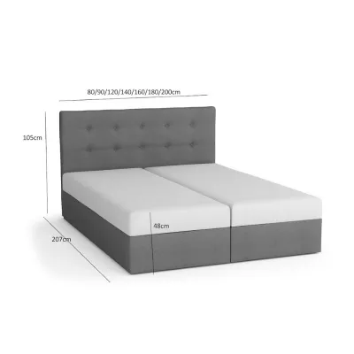 Boxspringová postel s úložným prostorem WALLY COMFORT - 180x200, šedá