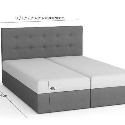 Boxspringová postel s úložným prostorem WALLY - 200x200, šedá