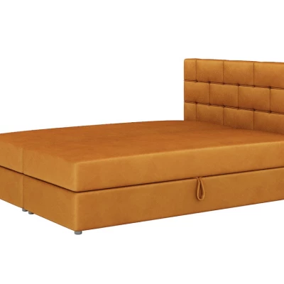 Boxspringová postel s úložným prostorem WALLY COMFORT - 160x200, hořčicová