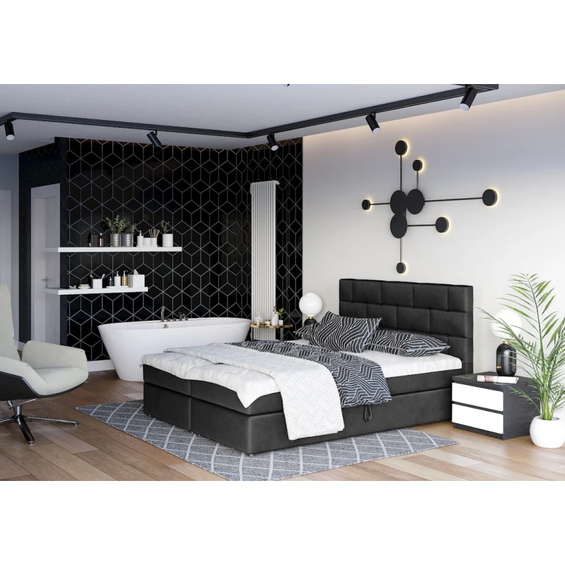 Boxspringová postel s úložným prostorem WALLY COMFORT - 180x200, černá