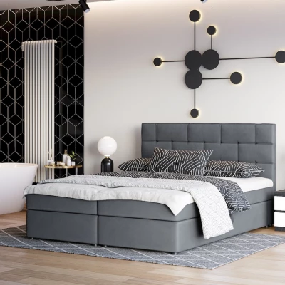 Boxspringová postel s úložným prostorem WALLY COMFORT - 160x200, tmavě šedá