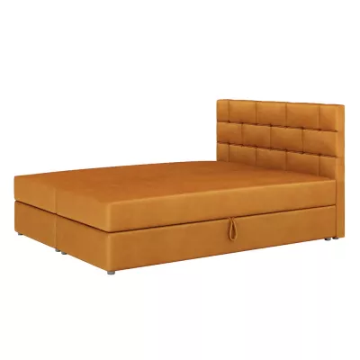 Boxspringová postel s úložným prostorem WALLY - 200x200, hořčicová