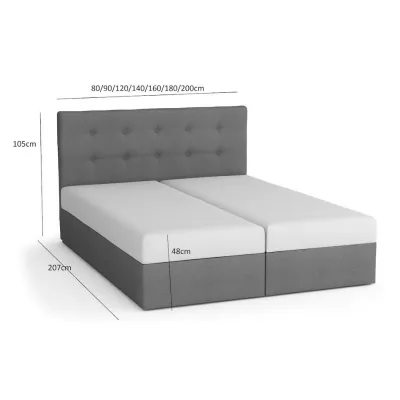 Boxspringová postel s úložným prostorem WALLY - 200x200, tmavě šedá