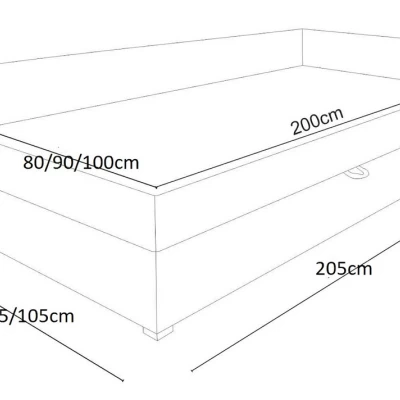 Jednolůžková čalouněná postel VALESKA COMFORT - 100x200, pravá, světle šedá / šedá