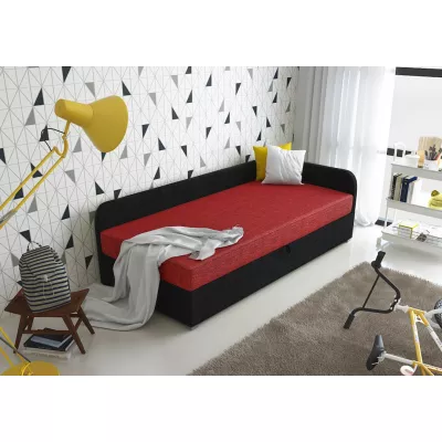 Jednolůžková čalouněná postel VALESKA COMFORT - 100x200, pravá, červená / černá