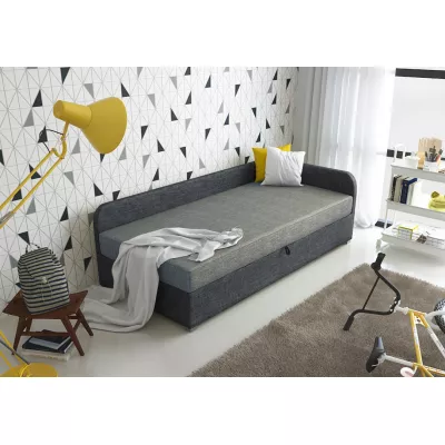 Jednolůžková čalouněná postel VALESKA COMFORT - 90x200, pravá, světle šedá / šedá
