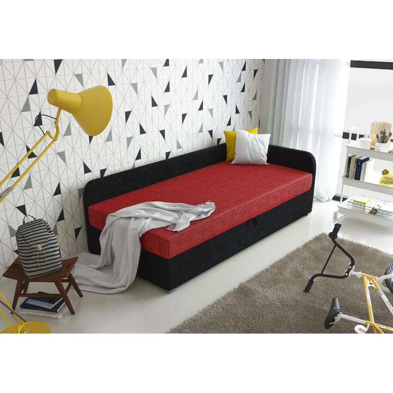 Jednolůžková čalouněná postel VALESKA COMFORT - 90x200, pravá, červená / černá