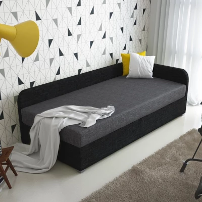 Jednolůžková čalouněná postel VALESKA COMFORT - 90x200, pravá, šedá / černá