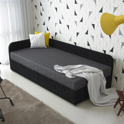 Jednolůžková čalouněná postel VALESKA COMFORT - 80x200, levá, šedá / černá