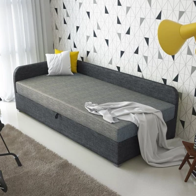 Jednolůžková čalouněná postel VALESKA COMFORT - 80x200, levá, světle šedá / šedá