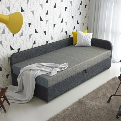 Jednolůžková čalouněná postel VALESKA COMFORT - 80x200, pravá, světle šedá / šedá