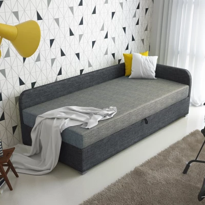 Jednolůžková čalouněná postel VALESKA - 100x200, pravá, světle šedá / šedá