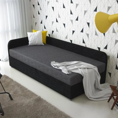 Jednolůžková čalouněná postel VALESKA - 100x200, levá, šedá / černá