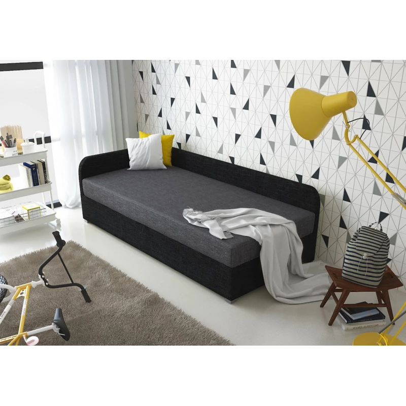 Jednolůžková čalouněná postel VALESKA - 100x200, levá, šedá / černá