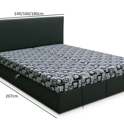 Boxspringová postel s úložným prostorem DANIELA COMFORT - 140x200, bílá / šedá