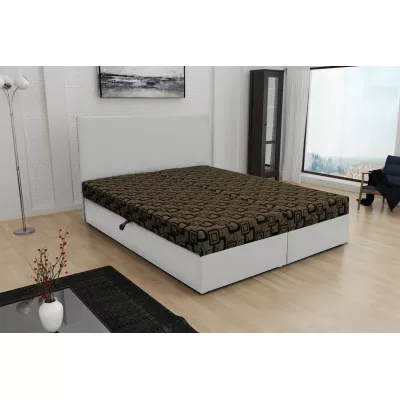 Boxspringová postel s úložným prostorem DANIELA COMFORT - 140x200, bílá / hnědá