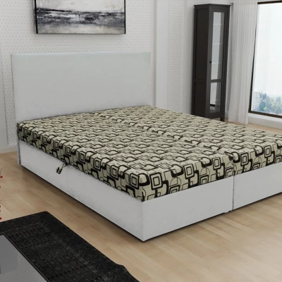 Boxspringová postel s úložným prostorem DANIELA COMFORT - 140x200, bílá / béžová