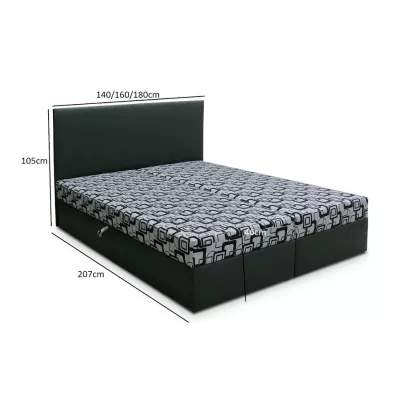 Boxspringová postel s úložným prostorem DANIELA COMFORT - 180x200, černá / šedá