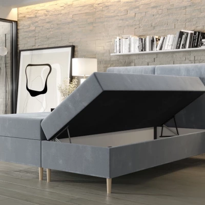 Boxspringová postel s úložným prostorem HENNI COMFORT - 140x200, světlá grafitová