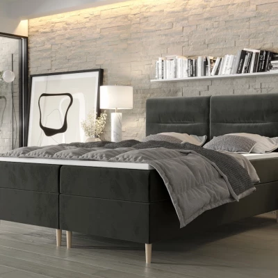 Boxspringová postel s úložným prostorem HENNI COMFORT - 160x200, popelavá