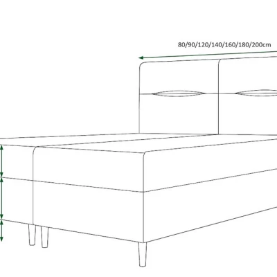 Boxspringová postel s úložným prostorem HENNI COMFORT - 180x200, šedomodrá