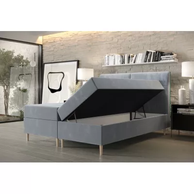 Boxspringová postel s úložným prostorem HENNI COMFORT - 140x200, šedomodrá