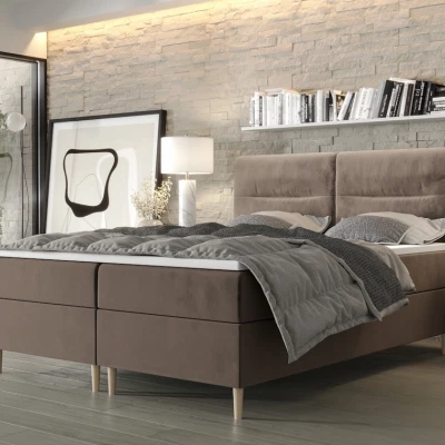 Boxspringová postel s úložným prostorem HENNI COMFORT - 140x200, mléčná čokoláda