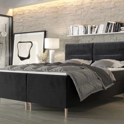 Boxspringová postel s úložným prostorem HENNI - 200x200, světlá grafitová