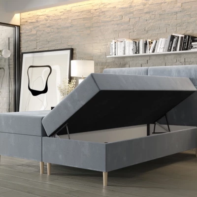 Boxspringová postel s úložným prostorem HENNI - 200x200, šedomodrá