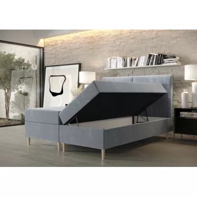 Boxspringová postel s úložným prostorem HENNI - 200x200, modrá