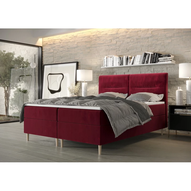 Boxspringová postel s úložným prostorem HENNI - 200x200, červená