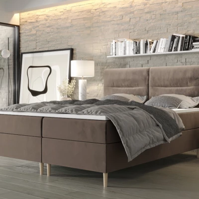 Boxspringová postel s úložným prostorem HENNI - 200x200, mléčná čokoláda