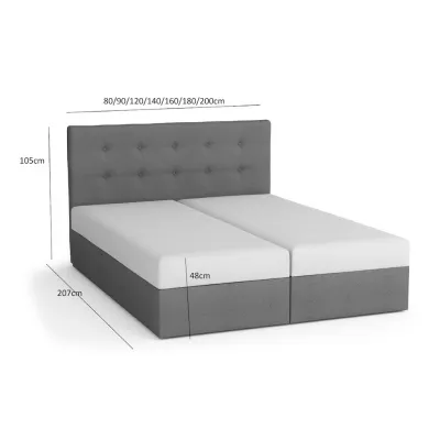Boxspringová postel s úložným prostorem PURAM COMFORT - 180x200, šedá