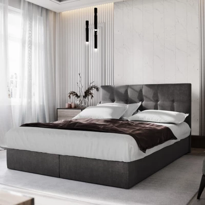 Boxspringová postel s úložným prostorem PURAM - 200x200, tmavě šedá