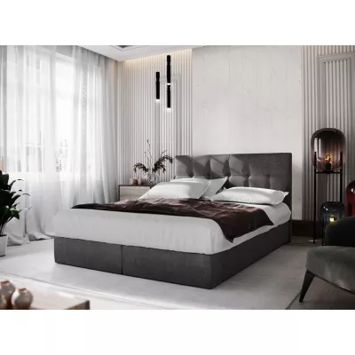 Boxspringová postel s úložným prostorem PURAM - 200x200, tmavě šedá