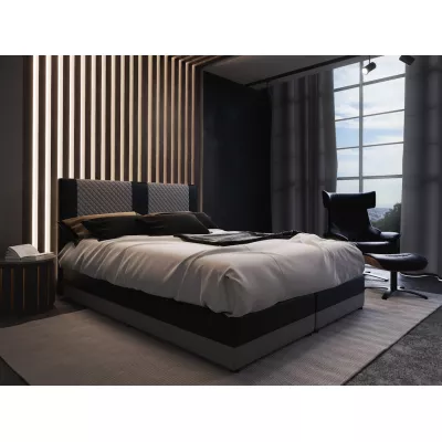 Boxspringová postel s úložným prostorem PIERROT COMFORT - 160x200, šedá / černá