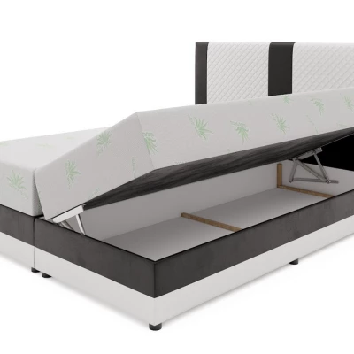 Boxspringová postel s úložným prostorem PIERROT COMFORT - 200x200, černá / bílá