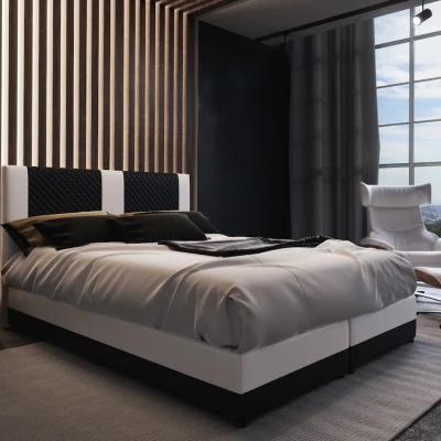 Boxspringová postel s úložným prostorem PIERROT COMFORT - 120x200, černá / bílá