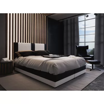 Boxspringová postel s úložným prostorem PIERROT COMFORT - 140x200, bílá / černá