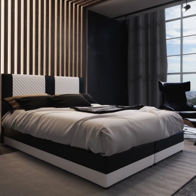 Boxspringová postel s úložným prostorem PIERROT COMFORT - 160x200, bílá / černá