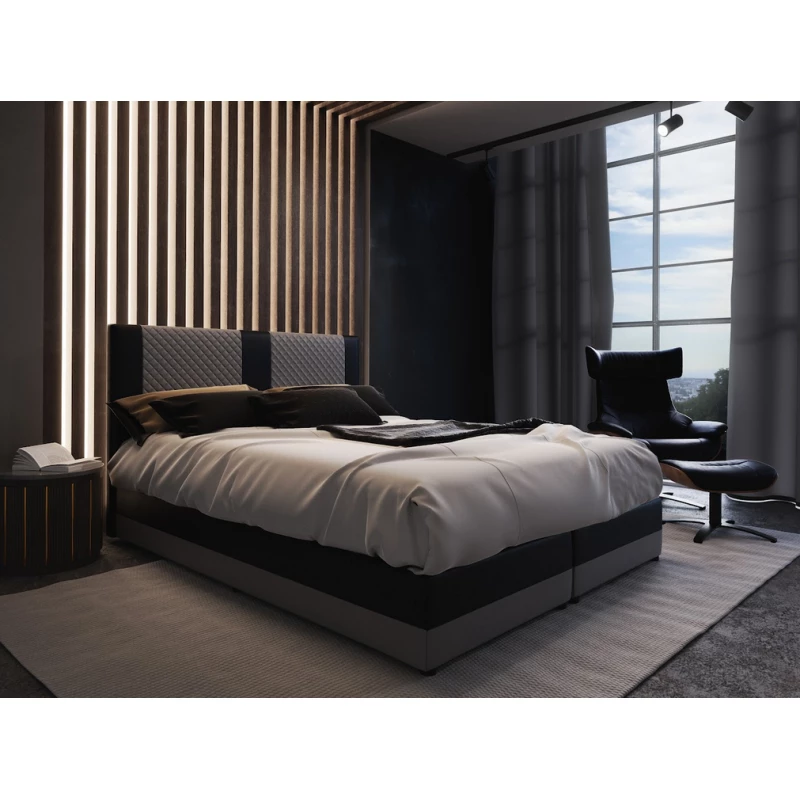 Boxspringová postel s úložným prostorem PIERROT - 160x200, šedá / černá