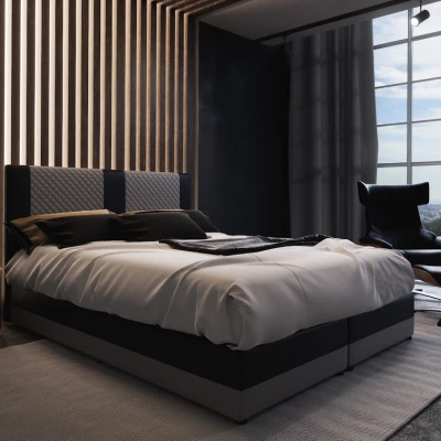 Boxspringová postel s úložným prostorem PIERROT - 140x200, šedá / černá