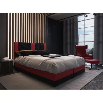 Boxspringová postel s úložným prostorem PIERROT - 200x200, černá / červená
