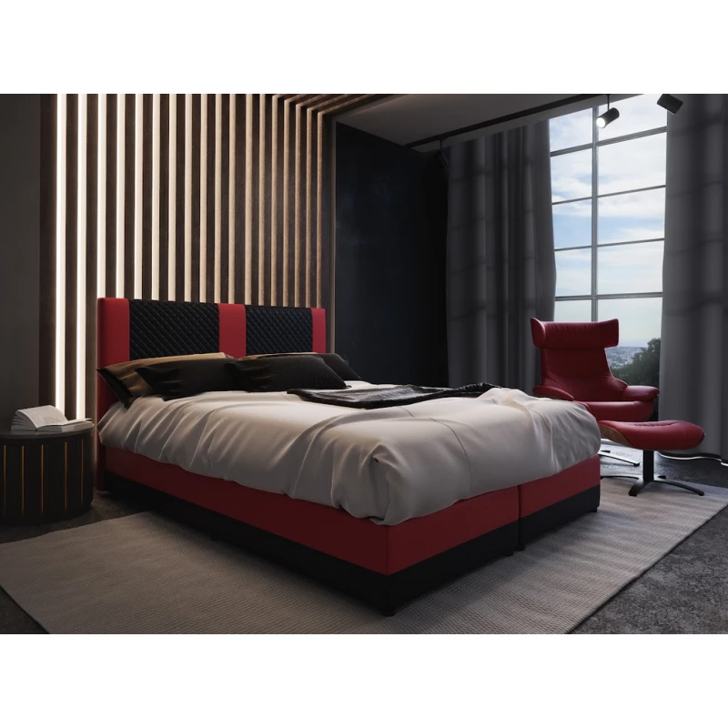 Boxspringová postel s úložným prostorem PIERROT - 160x200, černá / červená