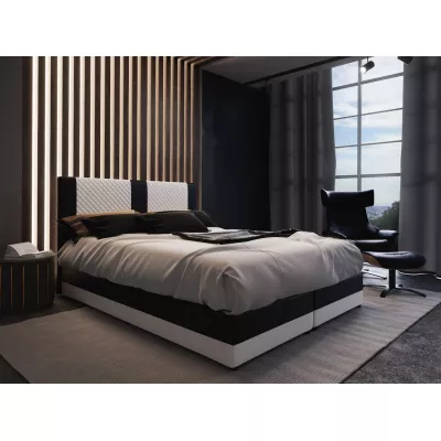 Boxspringová postel s úložným prostorem PIERROT - 200x200, bílá / černá