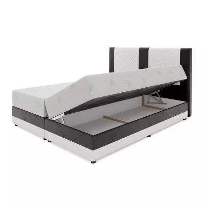 Boxspringová postel s úložným prostorem PIERROT - 160x200, bílá / černá
