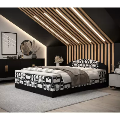 Boxspringová postel s úložným prostorem LIZANA COMFORT - 180x200, vzor 3 / černá