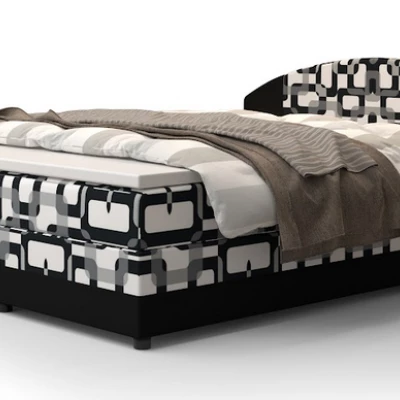 Boxspringová postel s úložným prostorem LIZANA COMFORT - 140x200, vzor 3 / černá