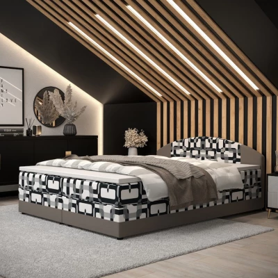 Boxspringová postel s úložným prostorem LIZANA COMFORT - 140x200, vzor 3 / béžová
