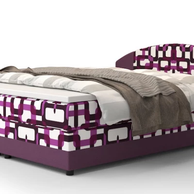 Boxspringová postel s úložným prostorem LIZANA COMFORT - 160x200, vzor 2 / fialová